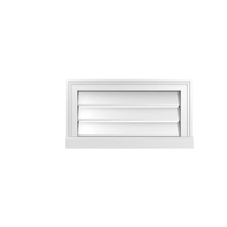 Ekena Millwork Vertical Surface Mount PVC Gable Vent: Functional, w/ 2"W x 2"P Brickmould Sill Frame, 22"W x 12"H GVPVE22X1203SF